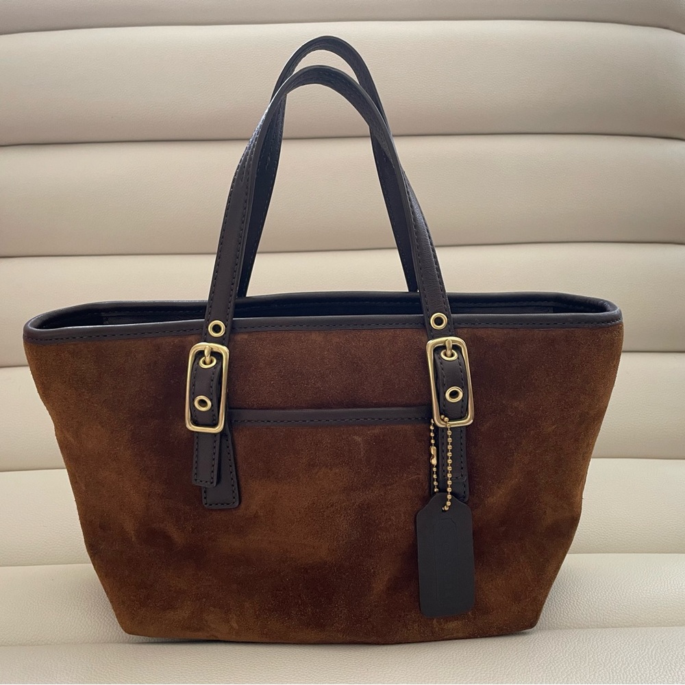 Brown Suede Small Coach Tote